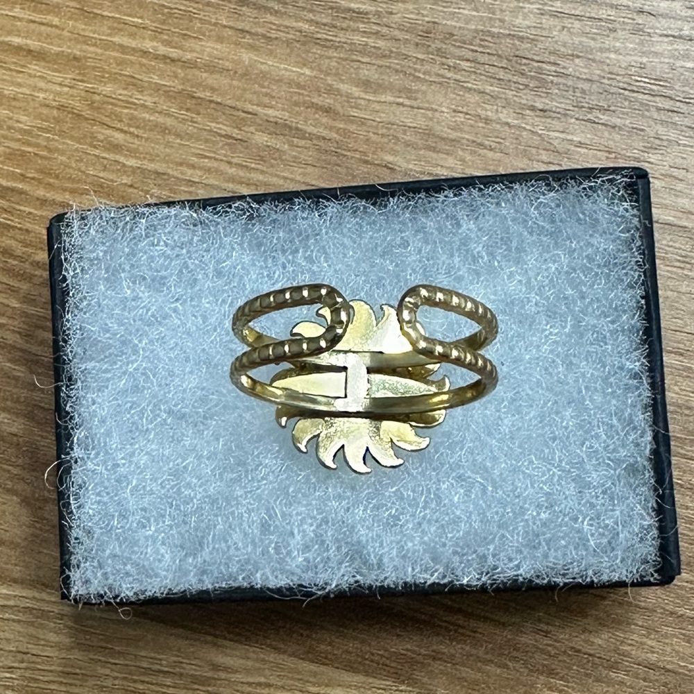 Turquoise Double Banded Gold Ring - Picture 4 of 5